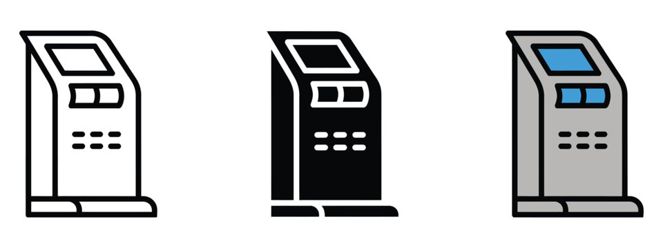 Payment terminal icon set. Self service kiosk, ATM symbol. vector illustration.