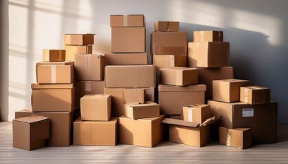 Fototapeta premium awesome cardboard boxes heap of cardboard boxes for the delivery of goods parcels