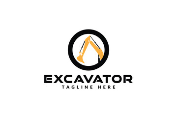 excavator logo vector illustration, construction excavator logo template