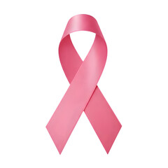 Realistic Pink Ribbon Symbolizing Support for Breast Cancer Awareness Isolated on White or Transparent Background