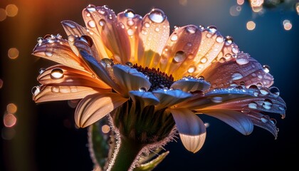 Fototapeta premium extraordinary a close up of a flower with water drops on it