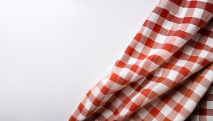 gingham fabric layout on clean white background with space for text