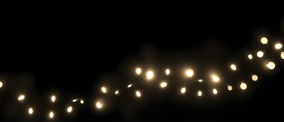  Soft White Twinkle Light Garland PNG, Transparent Background Overlay, Minimal Elegant Glow, Perfect for Winter or Holiday Projects.