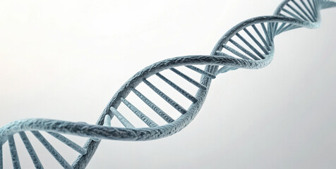 Realistic dna double helix render blue strand molecular structure scientific background serene