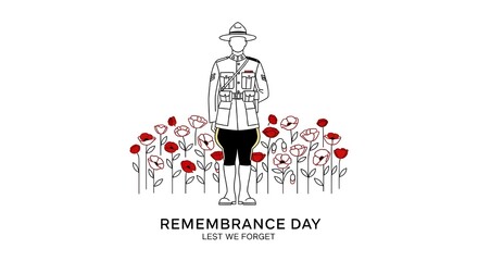 Remembrance day illustration isolated on white background with mountie