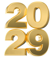 Golden 2029 3D Text Rendering: Luxurious Celebration of the New Year, Future Date, and Anniversary Milestone.