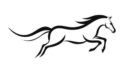Dynamic horse illustration embodies power and grace, perfect for equestrian branding or logos, with a modern, minimalist style conveying strength and freedom