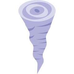 Stylized illustration of a swirling vortex in shades of pale lavender and white against a clean transparent background representing a tornado or cyclone abstract weather phenomenon