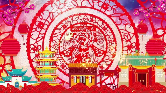 Chinese New Year background video, red lantern pattern background video. 2026 Chinese New Year, Asian festival celebration. New Year is coming, choose for yourself a video to add New Year's appeal.