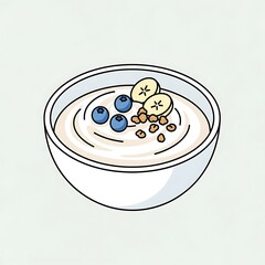 Delicious Oatmeal Bowl with Fresh Berries and Banana Slices.