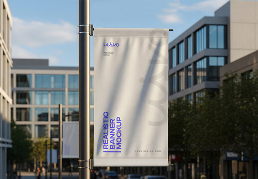Street Pole Banner Mockup