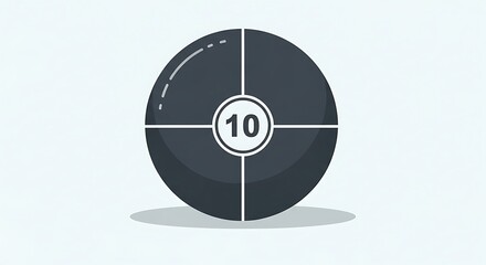 Dark Sphere Divided into Four Sections with Number 10 in the Center.