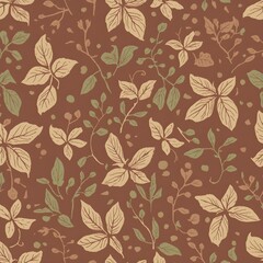 Hand-Drawn Organic Packaging Pattern – Natural Eco Design Vector_Eco Textile Pattern – Hand-Drawn Botanical and Leaf Vector Design