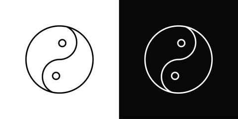 Yin yang icon editable vector stroke for web designs