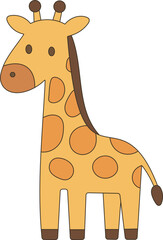 yellow and brown giraffe clipart in a childlike style. Ideal for children’s artwork, nursery wall decor, safari or jungle themes, learning projects, and baby shower designs