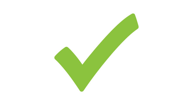A simple green check mark icon against a plain white background