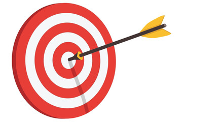 A red target with a black arrow hitting the bullseye center