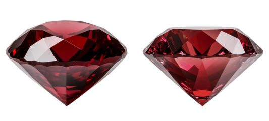 set of red, white, green diamond gem isolated on transparent background	
