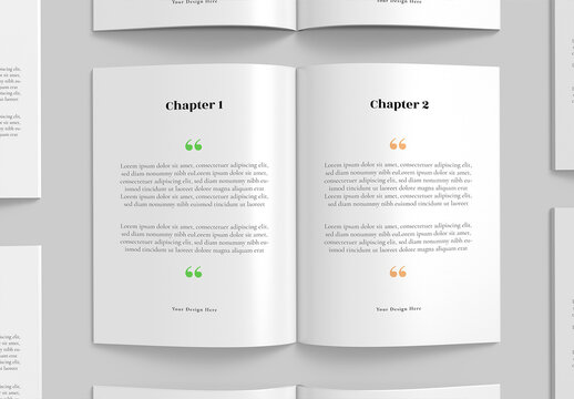 A4 Open Book Mockup PSD Template