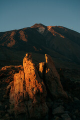 Striking sunset over Tenerife's volcanic ridge, great for travel advertisements, nature posters, and premium stock images