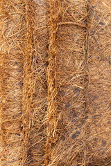Striped line texture of coconut fiber detailed background. Concept themes of gardening, organic plant propagation, eco-friendly lifestyle, summer and spring season. Real organic material with texture