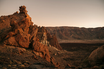 Striking sunset over Tenerife's volcanic ridge, great for travel advertisements, nature posters, and premium stock images