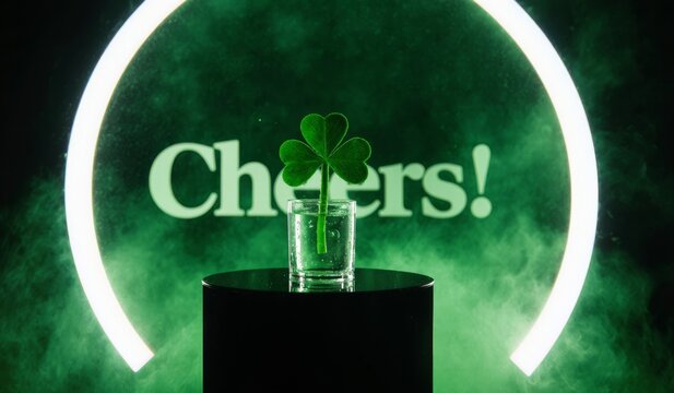 Celebrate St. Patrick's Day with green cocktails and festive cheer at nighttime Generative AI