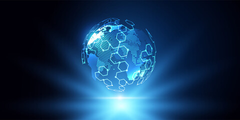 Global connection network background. World map. High-speed internet technology concept or fast wireless data transmission. modern internet network connection technology background