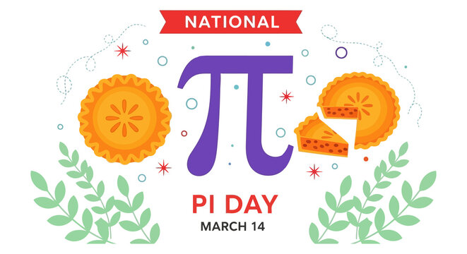 National Pi Day celebration with pies and mathematical symbol, March 14