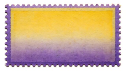 Blank purple and yellow gradient postage stamp with perforated edges