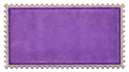 Blank purple postage stamp with serrated edges on white background