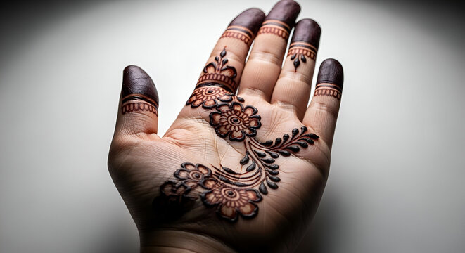 Hand with Traditional Indian Mehndi (Henna) Design