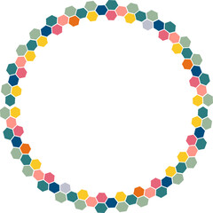 Colorful stylish blobs empty frame. Vector mosaic hive template for text. Modern Art baby shower graphic