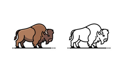 Fototapeta premium American Bison Vector Illustration Animal Wildlife Icon Drawing