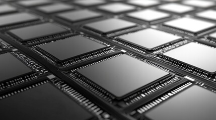 Obraz premium Sleek black silicon wafers create a powerful modern technology background showcasing innovation and futuristic design for tech businesses and digital marketing