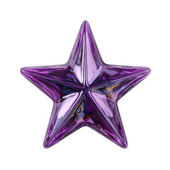 A playful shiny purple star isolated on transparent background