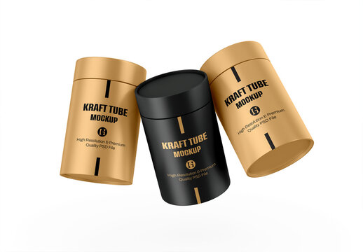 Flying Kraft Tube Packaging Mockup