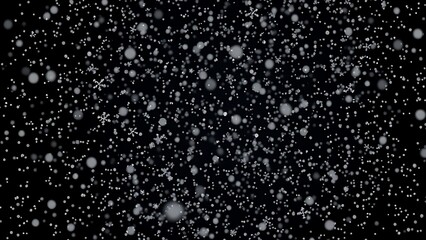 kamut. Snowflakes falling on dark background with heavy snow effect and atmospheric lighting. ESG...