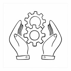Hands Holding Gears Collaboration and Innovation Concept.