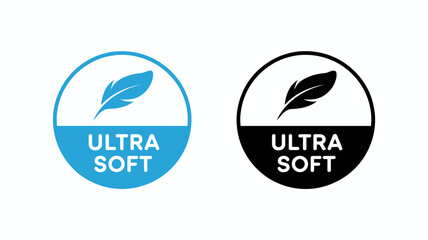 Ultra Soft feather icon symbol for product packaging design, conveying premium comfort, gentle feel, lightness, and luxurious quality. © Zander