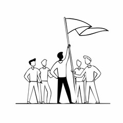 Leadership and Teamwork Concept with Flag.