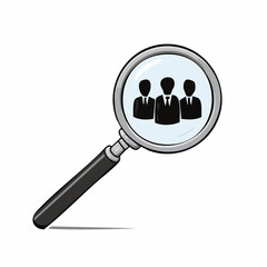 Magnifying Glass Examining Business People Icons.
