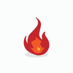 Vivid single flat fire flame vector icon. Modern, hand-drawn illustration for energy, heat, bonfire, spicy food, or danger warning elements