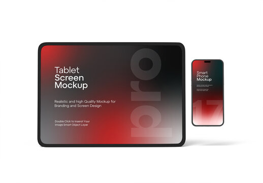 Tablet Screen Mockup with smartphone