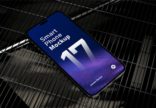 Realistic Smartphone Mockup with Metallic Background