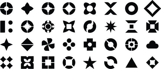 Abstract geometric logo symbols set, creative minimal black vector icons collection — abstract, modern, decorative, stylish, symmetry, pattern