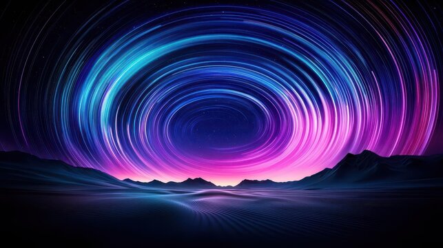 Long exposure stars with aurora streaks, highenergy sky composition