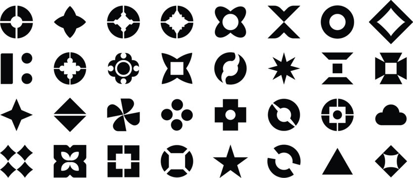 Abstract geometric logo symbols set, creative minimal black vector icons collection &mdash; abstract, modern, decorative, stylish, symmetry, pattern