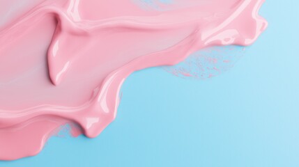 Colorful pink paint spread across a light blue background in a creative design process