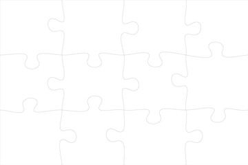 Blank kinder puzzle template with separate jigsaw pieces for kids’ educational games, vector design for printable crafts, learning activities, and creative mockups.